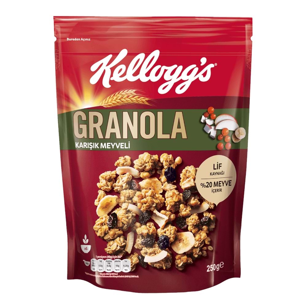 KELLOGGS GRANOLA MEY. 250GR X6