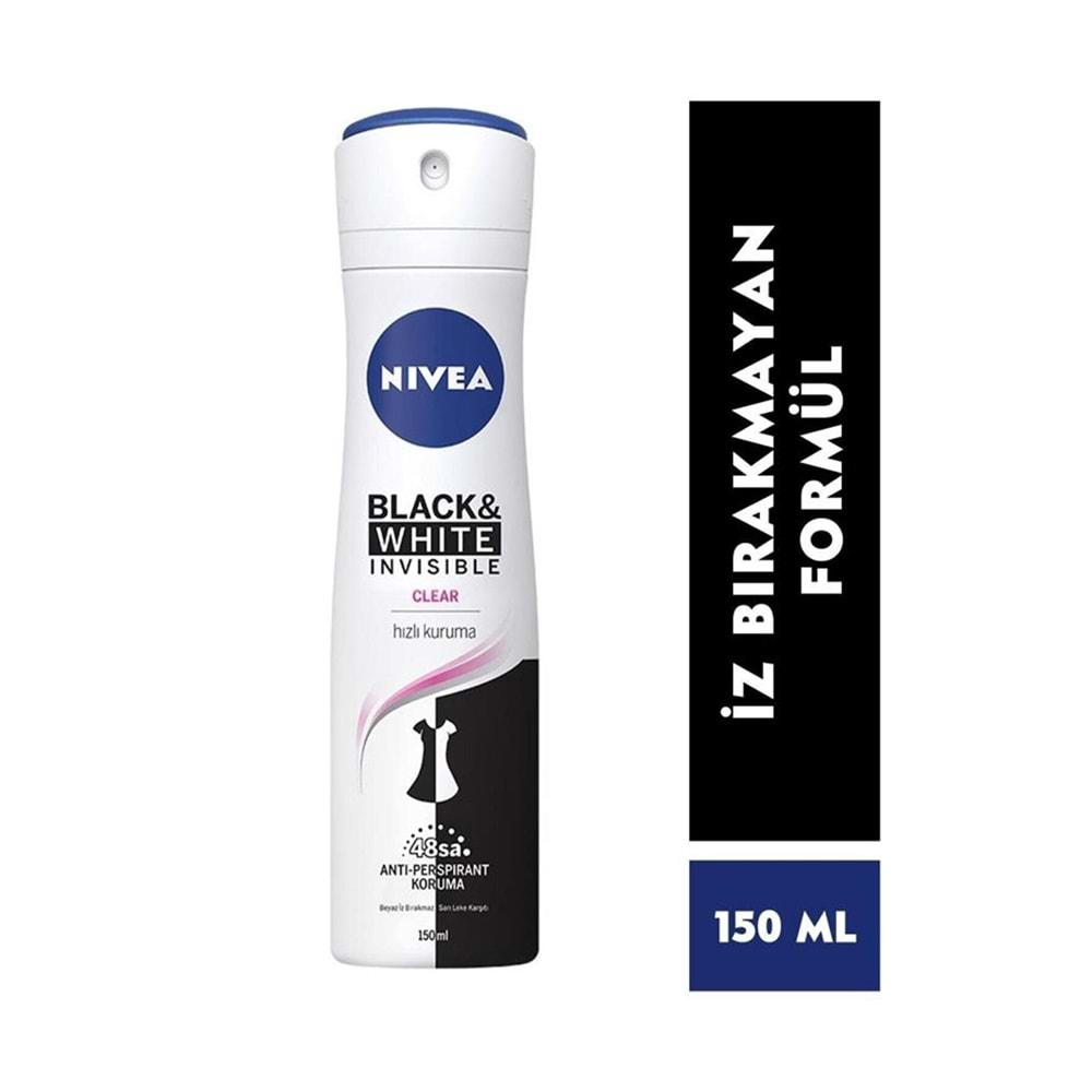 NIVEA DEODORANT SPREY INV B&W CLEAR KDN 150ML