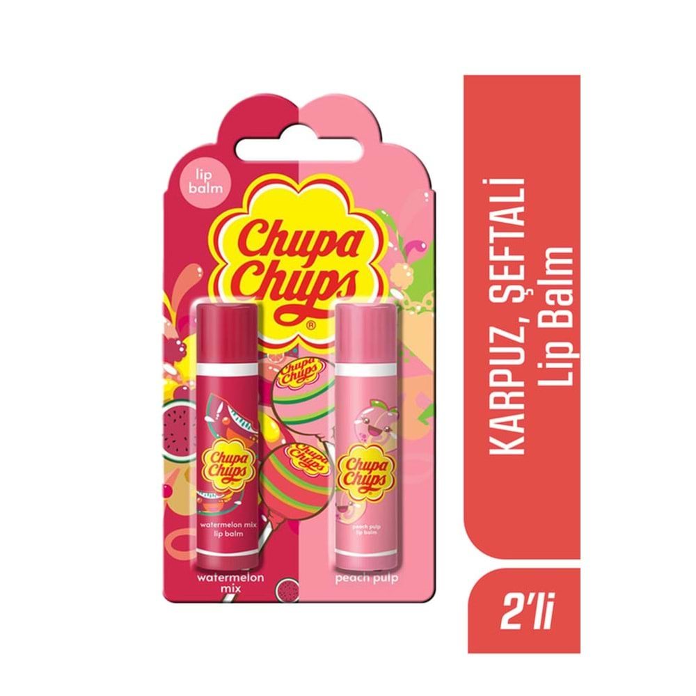 CHUPA CHUPS LİP 2 Lİ ( KARPUZ,ŞEFTALİ ) DUDAK NEMLENDİRİCİ