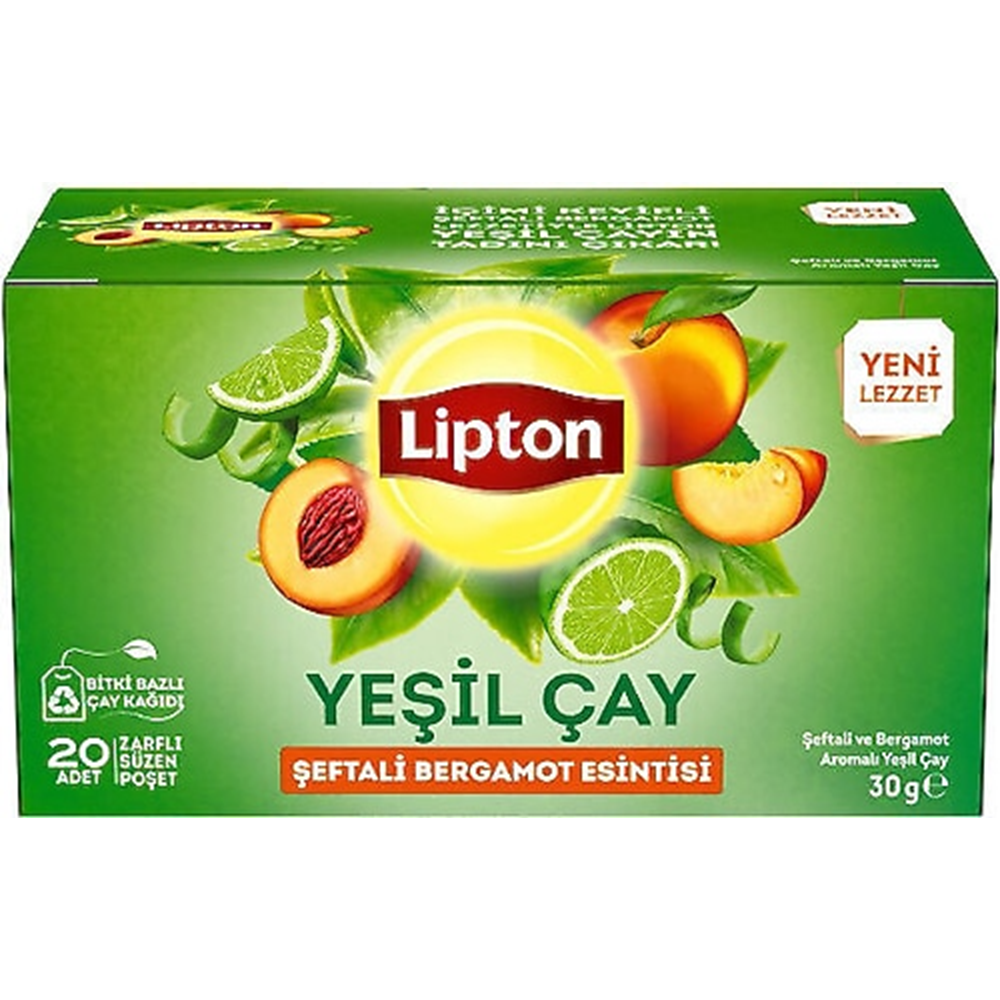 Lipton Şeftali ve Bergamot Esintisi Yeşil Çay 20'li