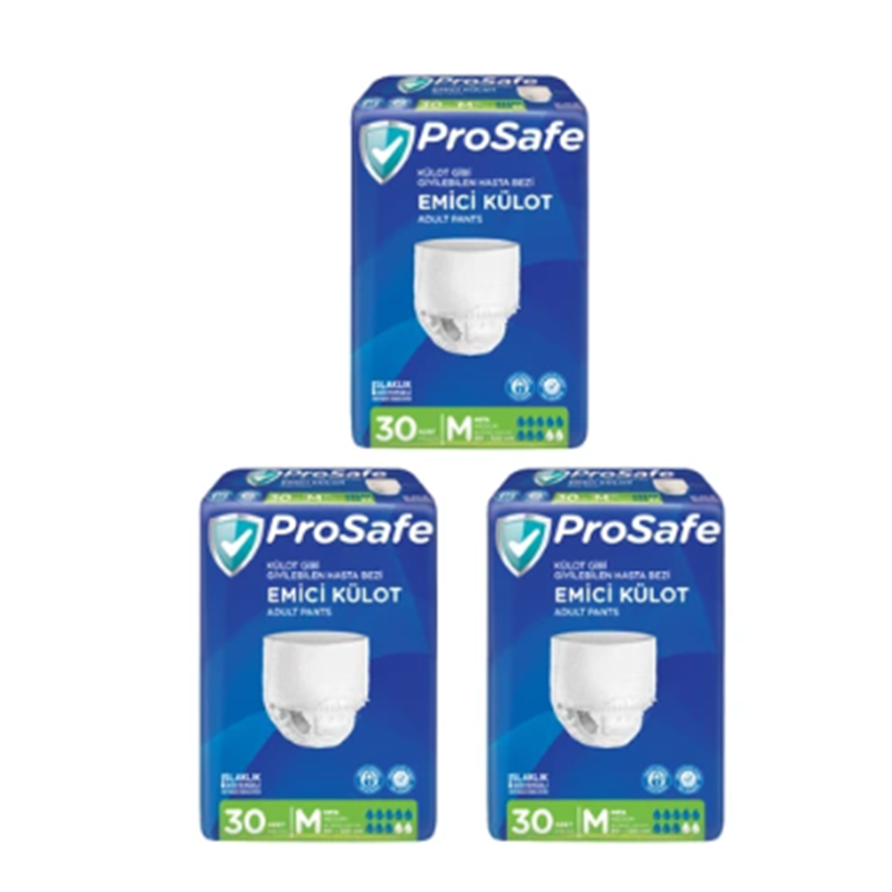 PROSAFE Tekstil Yüzey Emici Külot Medium 30'lu 3 Paket 90 Adet