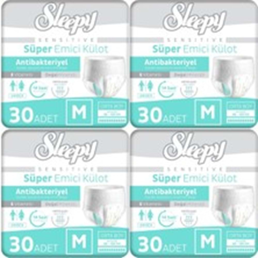 Sleepy Sensitive Antibakteriyel Medium 4x30 Adet Emici Külot