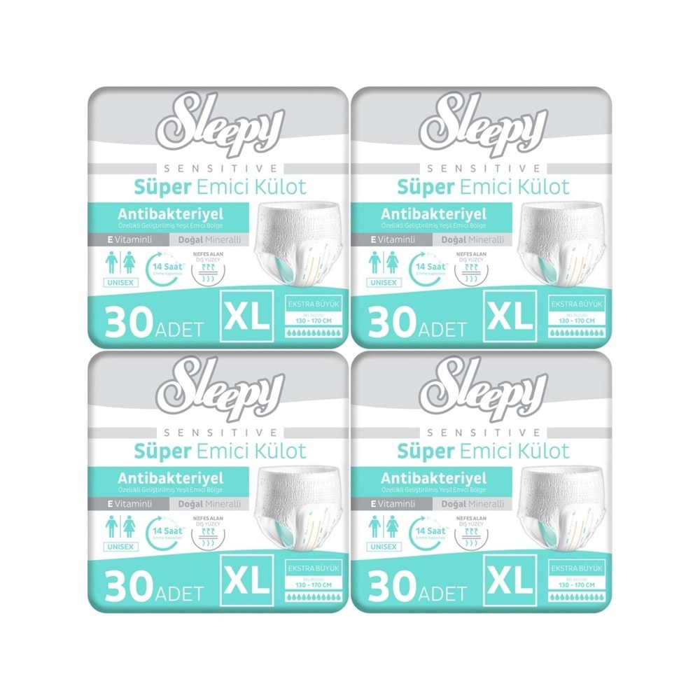 Sleepy Sensitive Antibakteriyel XLarge 4x30 Adet Emici Külot