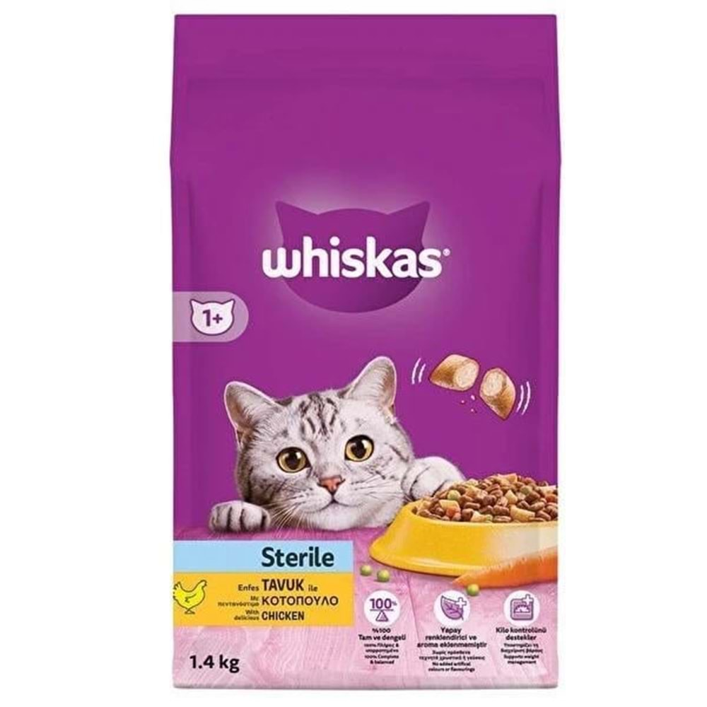 WHİSKAS KURU MAMA 1400 GR TAVUKLU KISIRLAŞTIRILMIŞ KEDİ