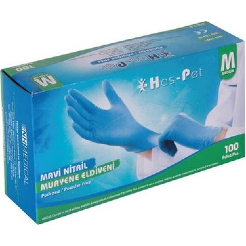 NİTRİL ELDİVEN PUDRASIZ ORTA 100 LÜ HASPET MAVİ..