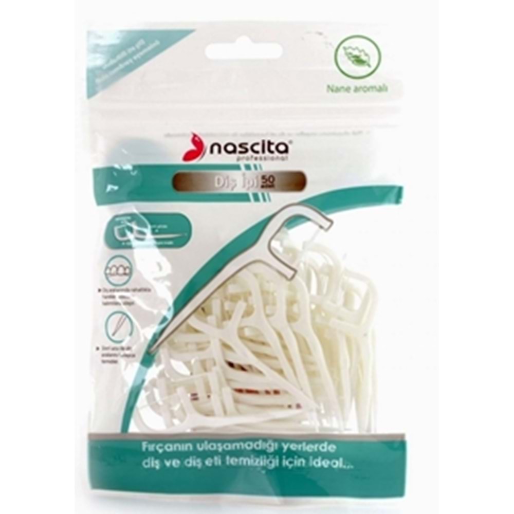 NASCİTA NASDISIPP050 50 LİK NANE AROMALI KÜRDANLI DİŞ İPİ PAKETİ