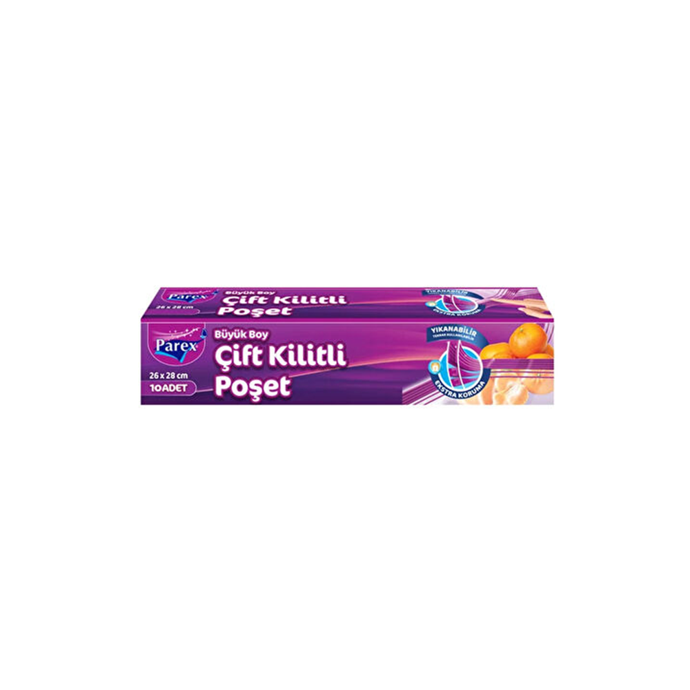 PAREX KİLİTLİ BUZDOLABI POŞETİ 10 Lİ büyük boy ÇİFT KİLİTLİ