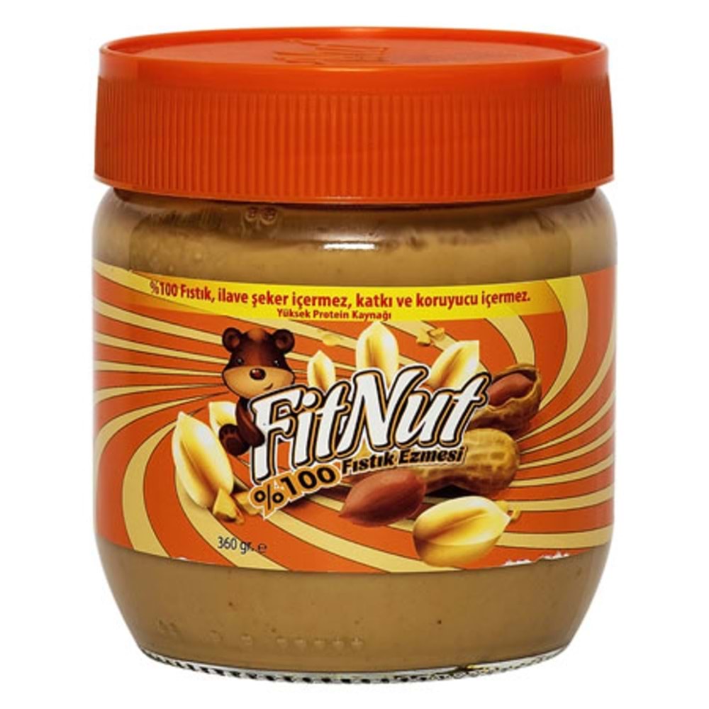 FİTNUT SADE FISTIK EZMESİ ŞEKERSİZ 360 GR