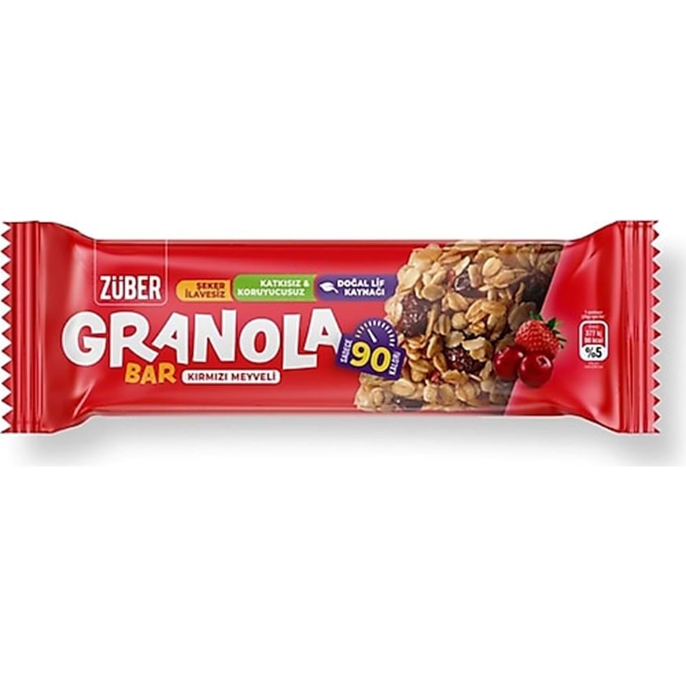 ZÜBER GRANOLA BAR KIRMIZI MEYVELİ 25 GR