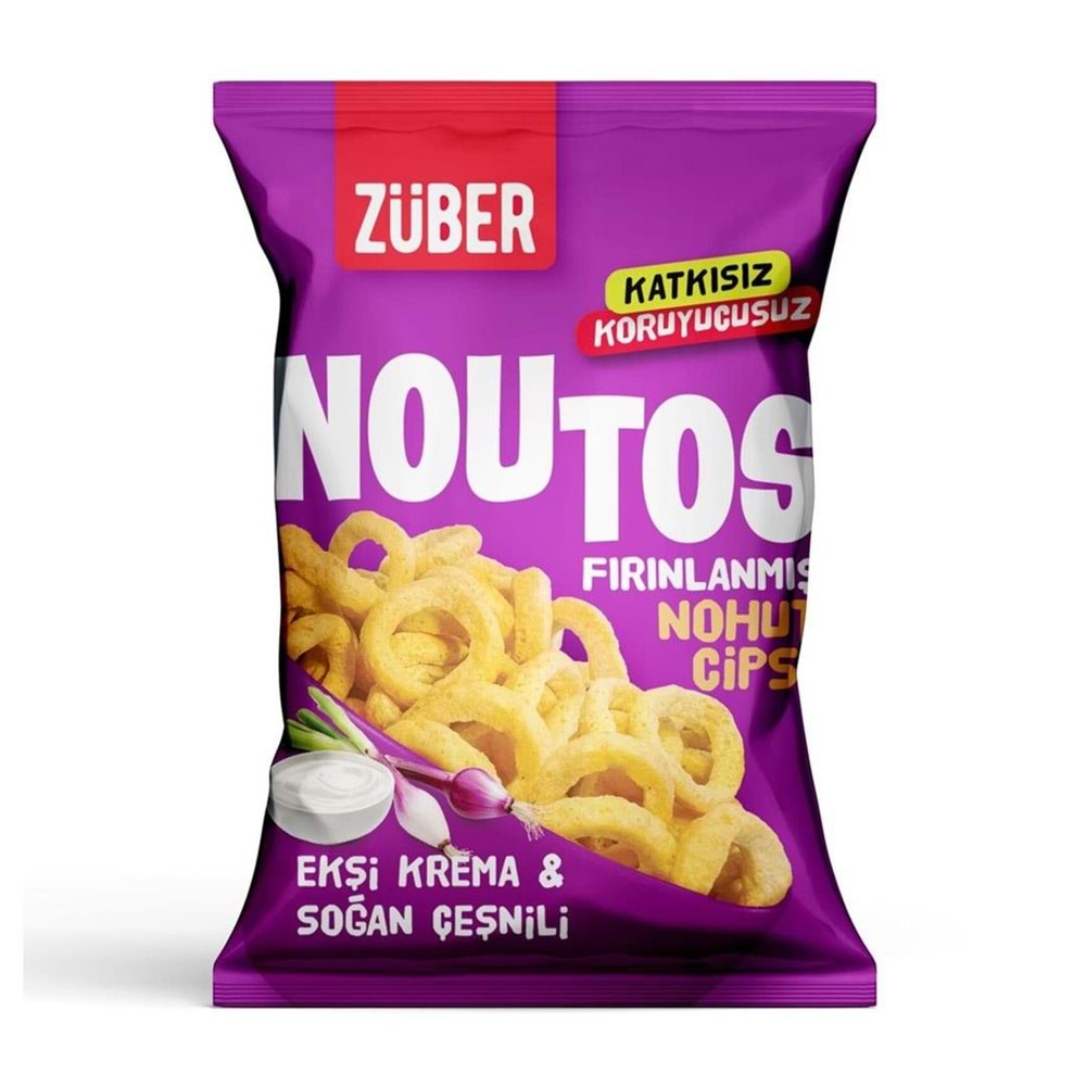 ZÜBER NOUTOS EKŞİ KREMA SOĞAN ÇEŞNİLİ NOHUT CİPSİ 55 GR