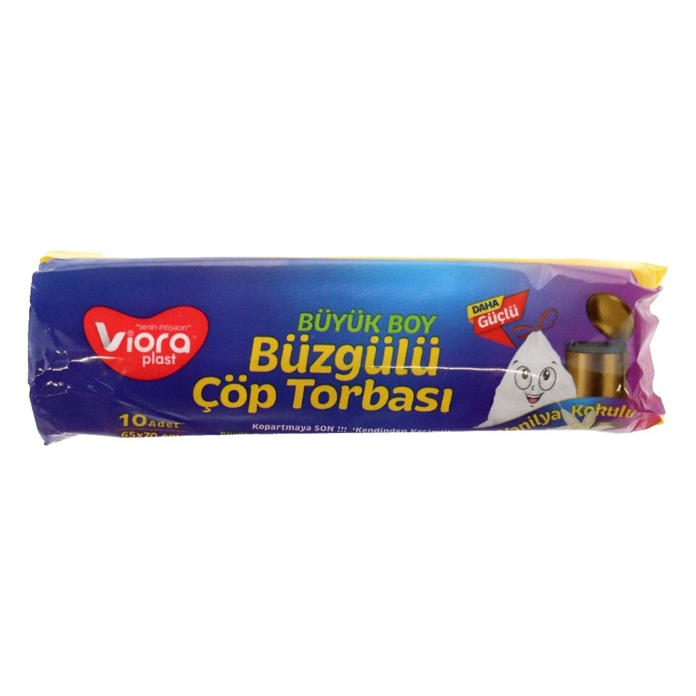 VİORA BÜZGÜLÜ GÜÇLÜ BÜYÜK BOY VANİLYA ÇÖP POŞETİ 10 LU