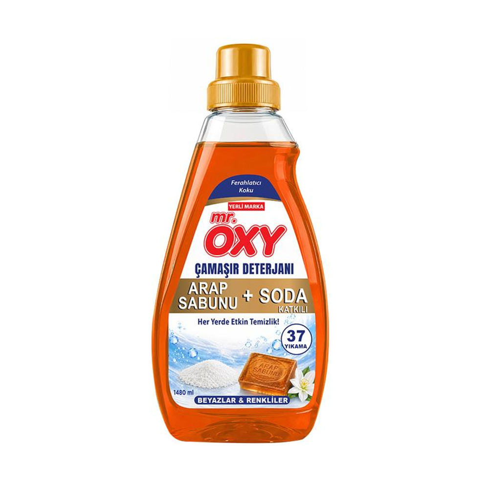 Mr.Oxy Süper Soda &Arap Sabunu Sıvı Deterjan Beyazlar &Renkliler 1480 ml