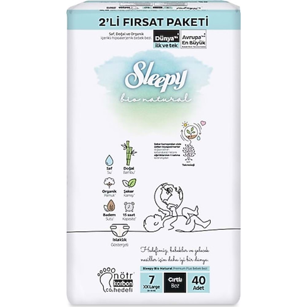 SLEEPY BİO NATUREL 2Lİ FIRSAT PAKET NO:7 XXL BOY 20-30 KG 40 LI
