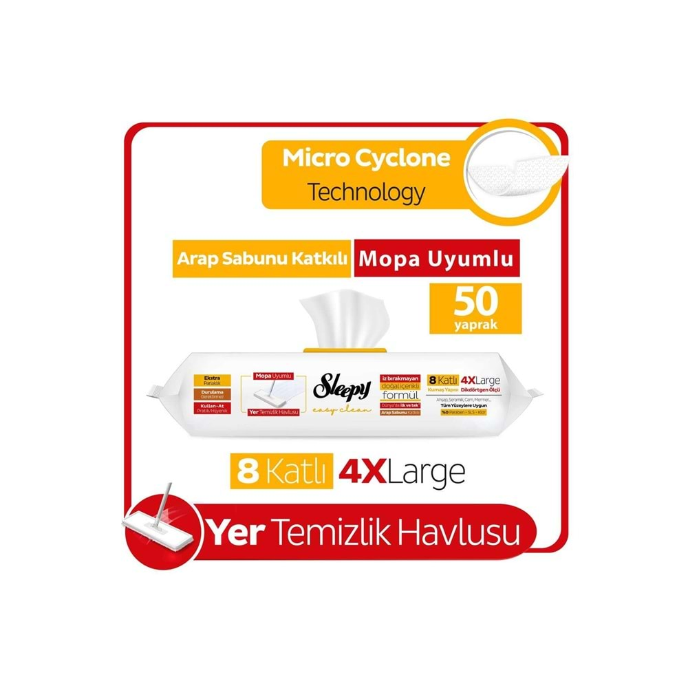 SLEEPY YÜZEY TEMİZLİK HAVLUSU 4XL MOPA UYUMLU ARAP SABUNLU