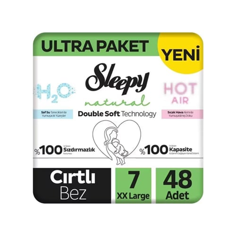 Sleepy Natural Double Soft Ultra Paket Bebek Bezi 7 Numara Xxlarge 48 Adet