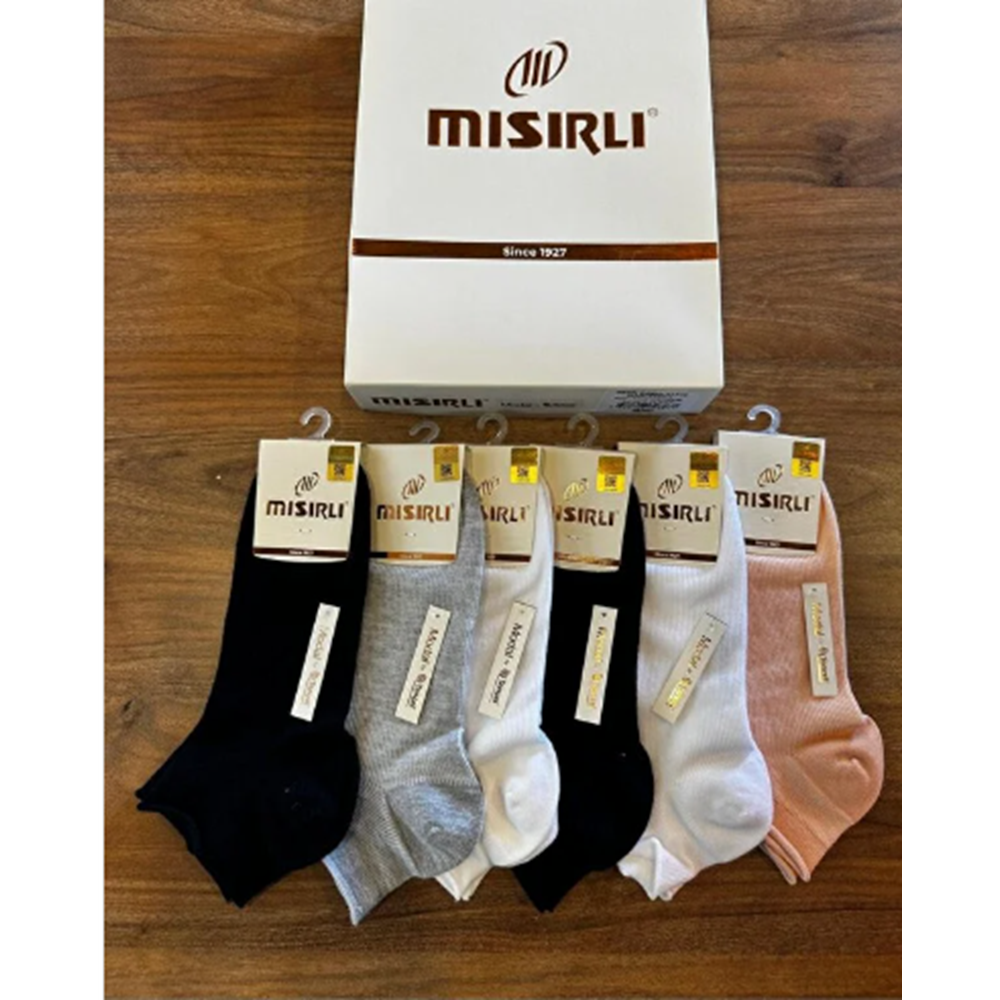 MISIRLI KADIN YARIM KONÇ ÇORAP PAMUKLU