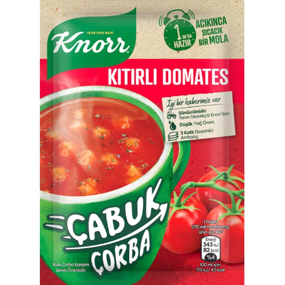 KNORR ÇABUK ÇORBA KITIRLI DOMATES 22 GR.