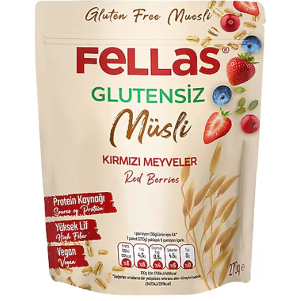 Fellas Glutensiz Müsli - Kırmızı Meyveli (270g)