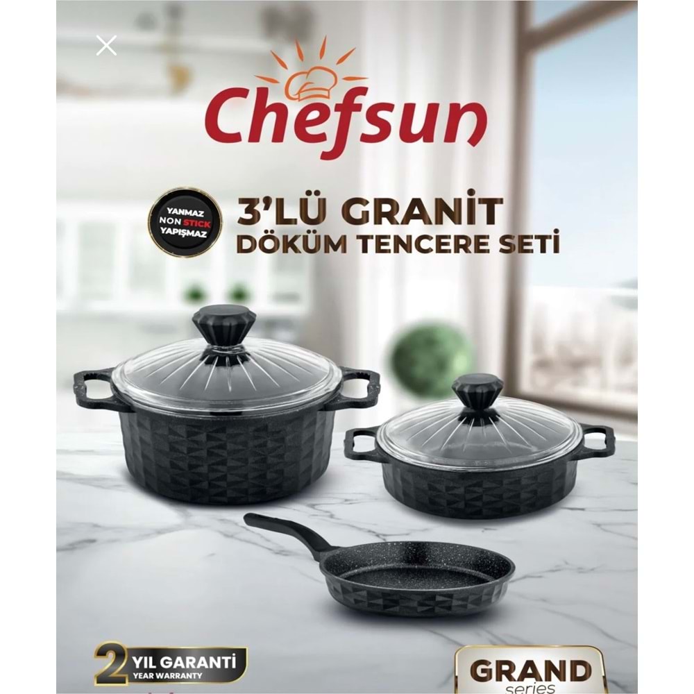 CHEFSUN GRAND SERIES 5 PARÇA DÖKÜM TENCERE SETİ