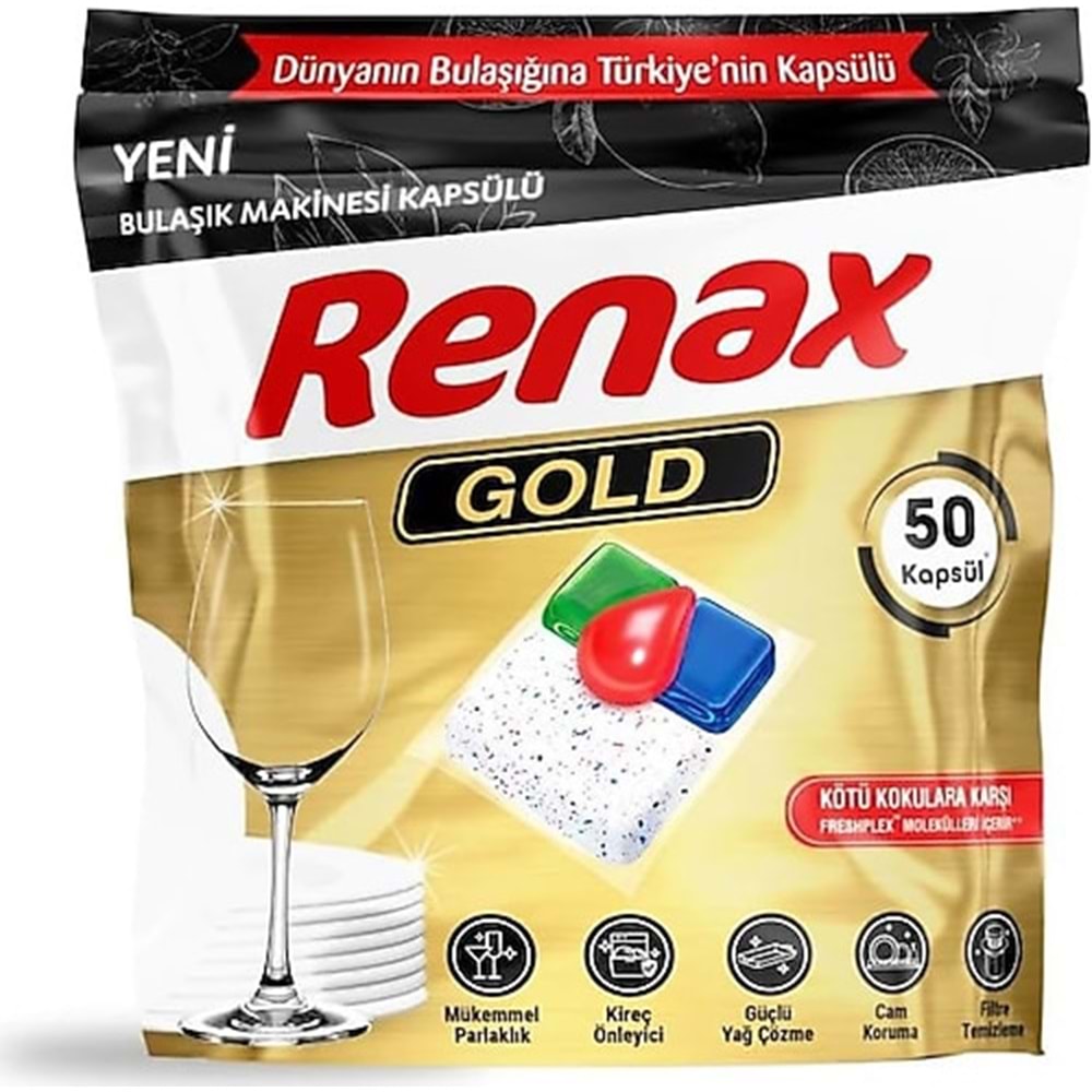 RENAX GOLD BULAŞIK MAKİNA KAPSÜLÜ 50 Lİ