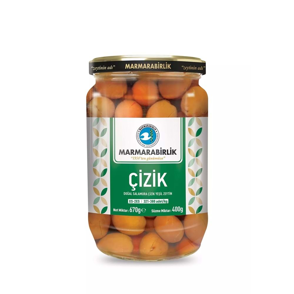 MARMARA BİRLİK YEŞİL ZEYTİN ÇİZİK 400 GR XS