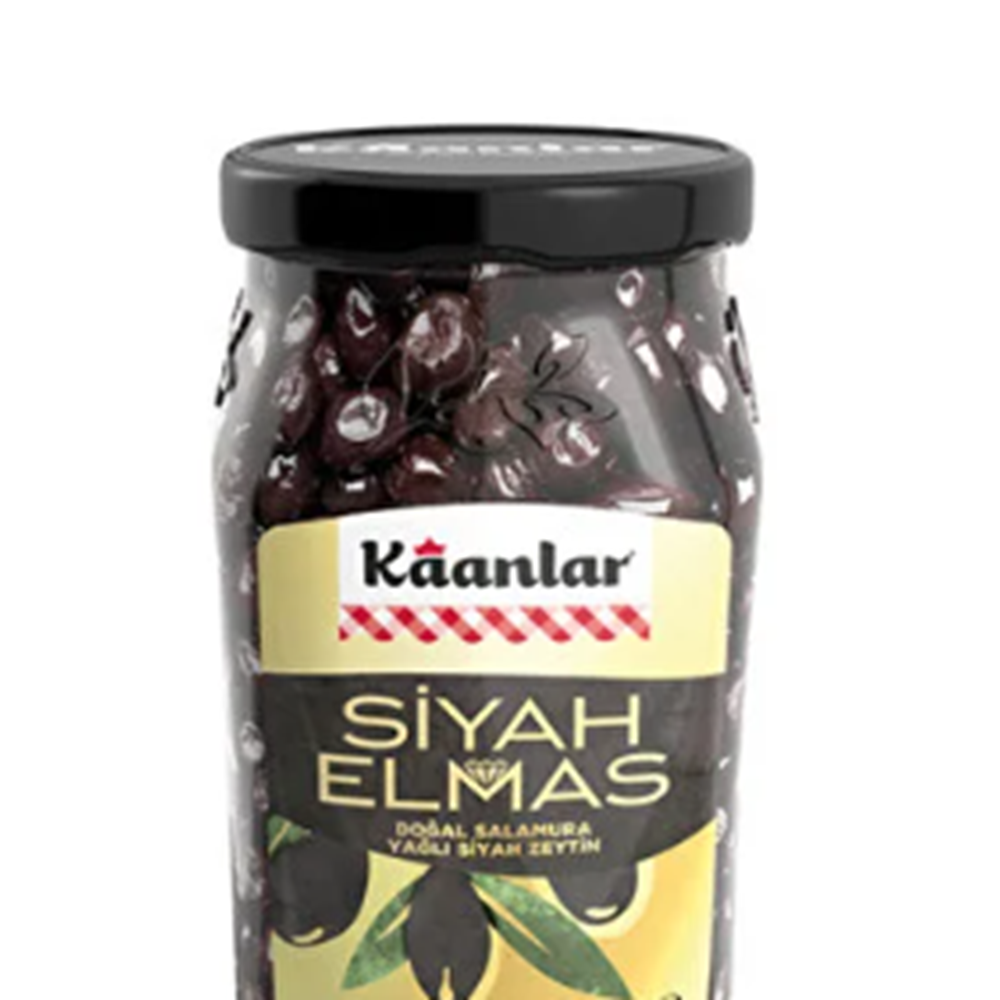 KAANLAR SİYAH ELMAS ZEYTİN SELE 900GR CAM 201-230 KALİBRE