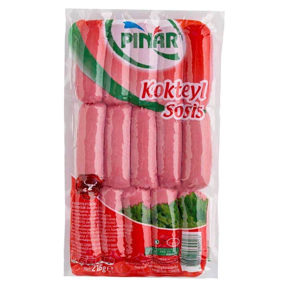 PINAR SOSİS KOKTEYL 215 GR %100 DANA