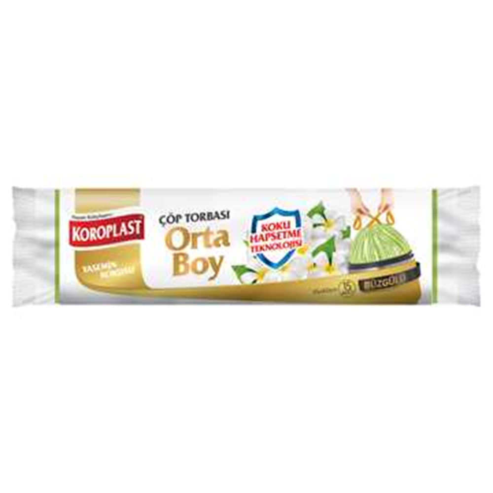 KOROPLAST BÜZGÜLÜ ÇÖP POŞETİ ORTA YASEMİN 15 Lİ