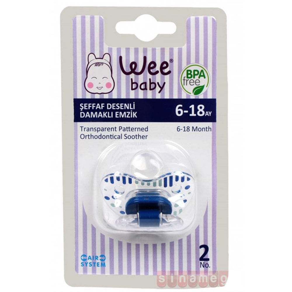 WEE BABY 837 Şeffaf Desenli Damaklı Emzik No:2