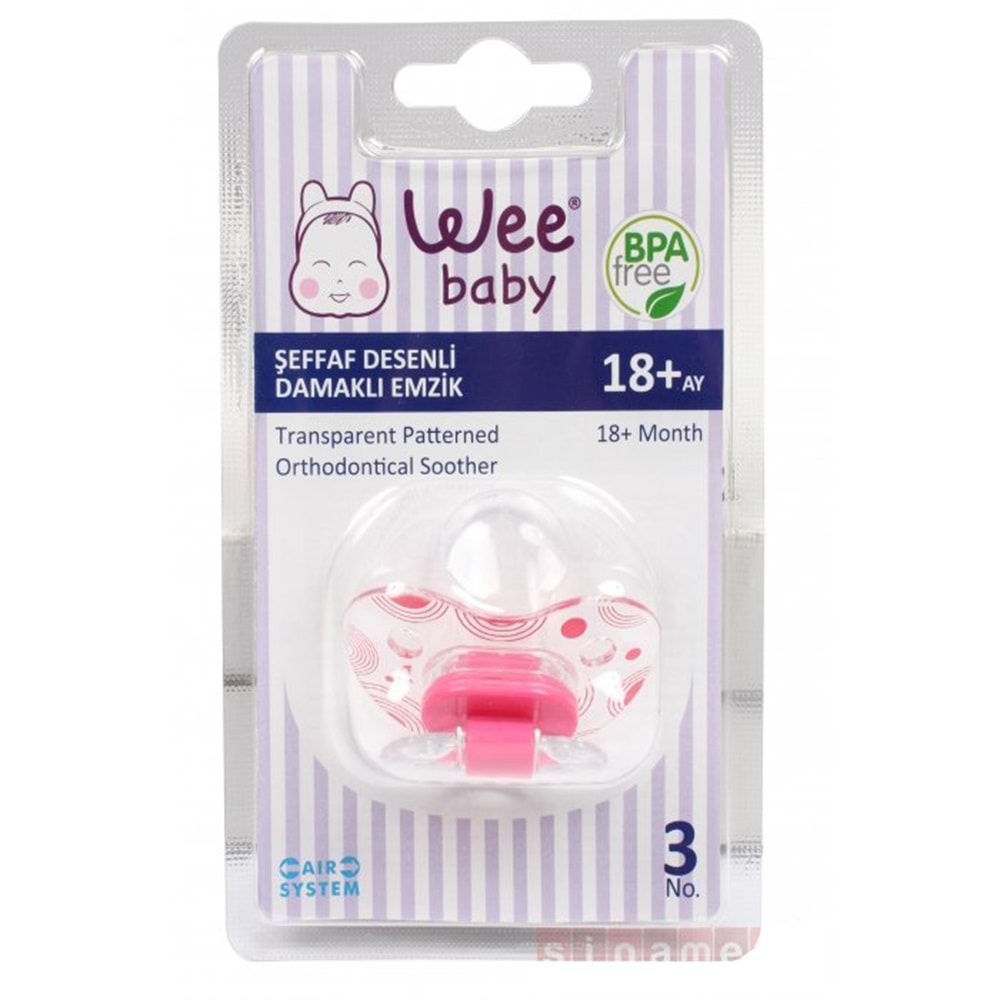 WEE BABY 838 Şeffaf Desenli Damaklı Emzik No:3