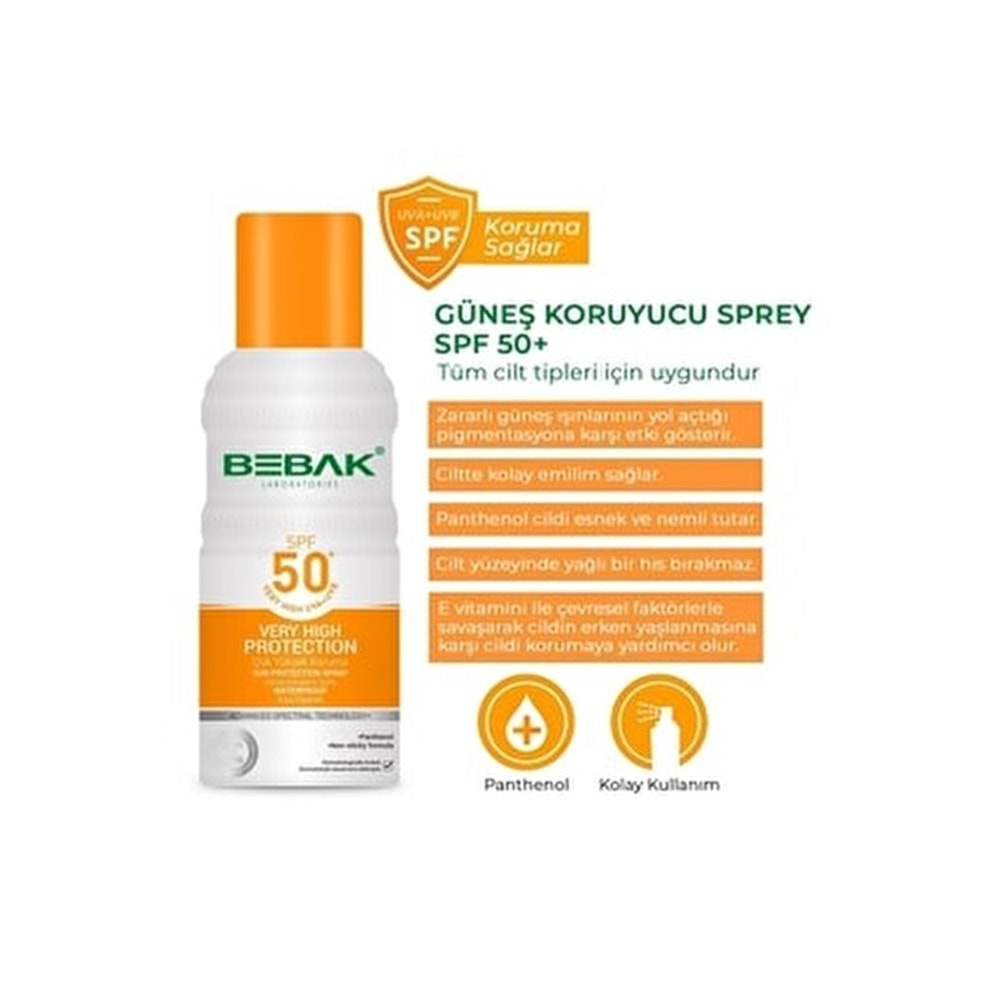 BEBAK GÜNEŞ KORUYUCU 50 SPF SPREY 150 ML