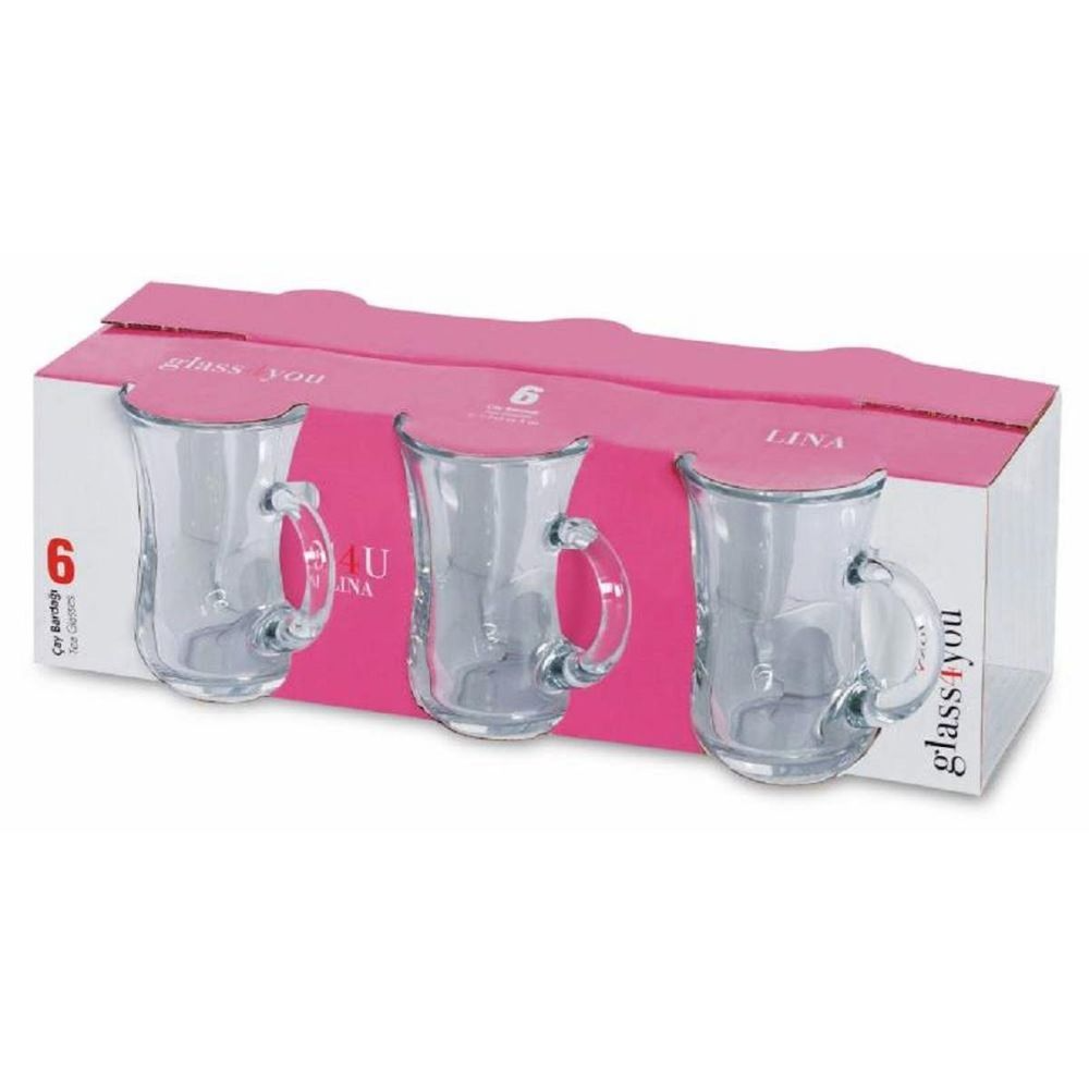 55783 GLASSYOU LİNA 6 LI KULPLU ÇAY BARDAK