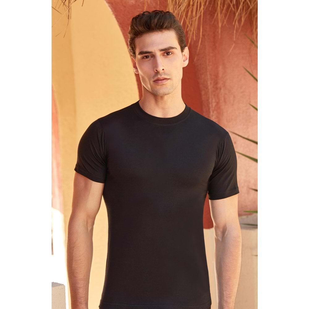 Berrak Erkek Yarım Kol Atlet Sıfır Yaka Resimli Siyah 56 (XL) BER1005RT