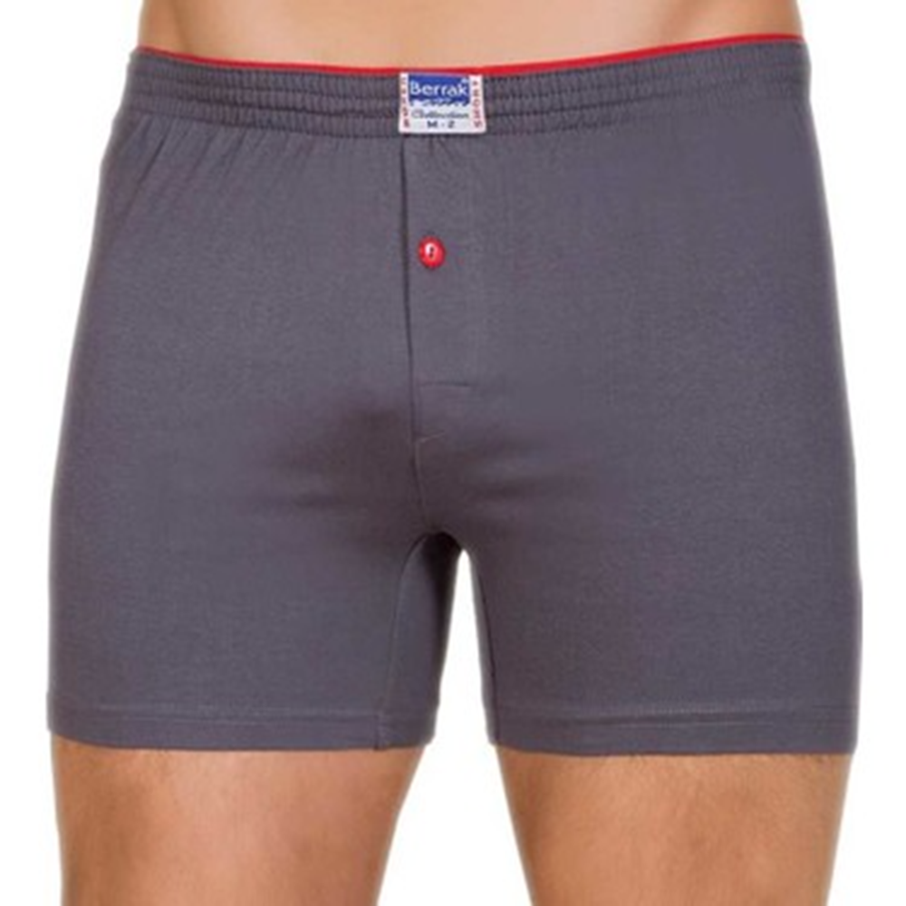 Berrak Erkek Boxer Penye Renkli Düğmeli Füme 3XL BERRAK1099