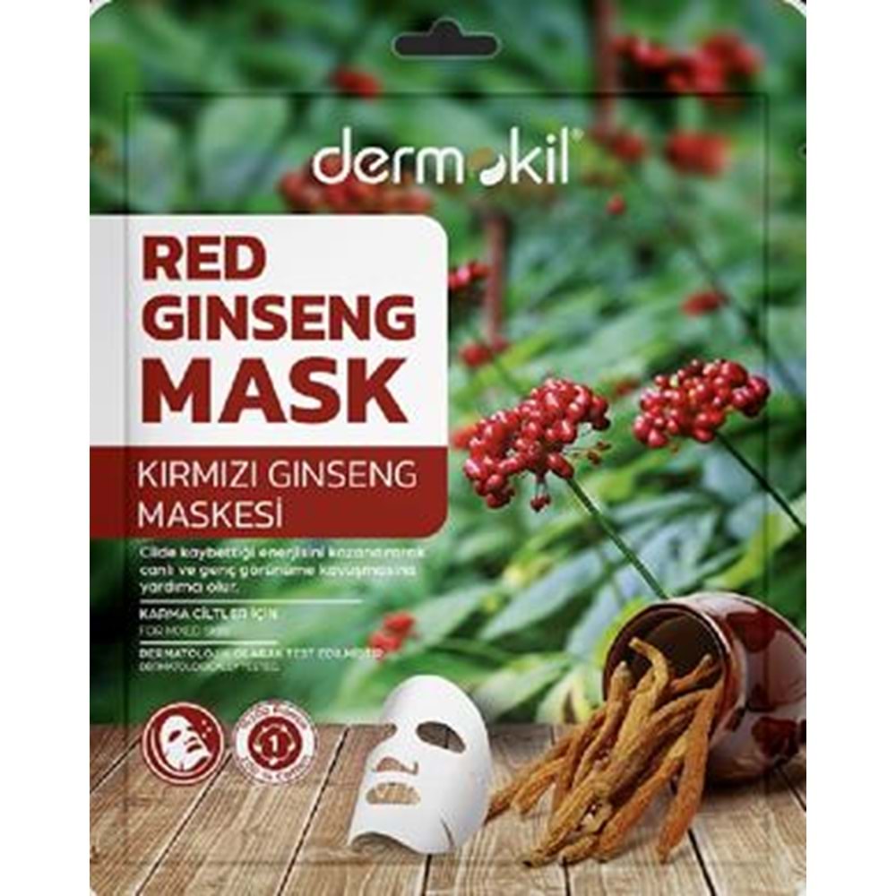 Dermokil Kırmızı Ginseng Maskesi (Karma Ciltler için) 20 gr YENİ