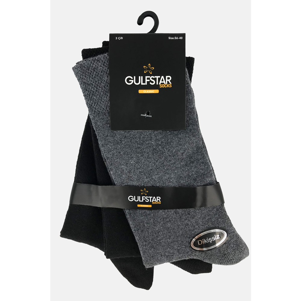 Gulfstar Kadın Soket Çorap 3'Lü Pamuklu Asorti 36-40 GULFSTAR04