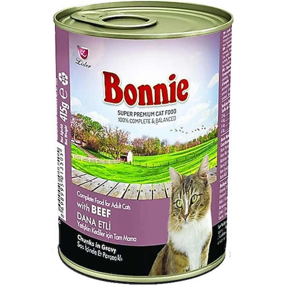 BONNİE 400GR TENEKE KEDİ MAMASI DANA ETLİ