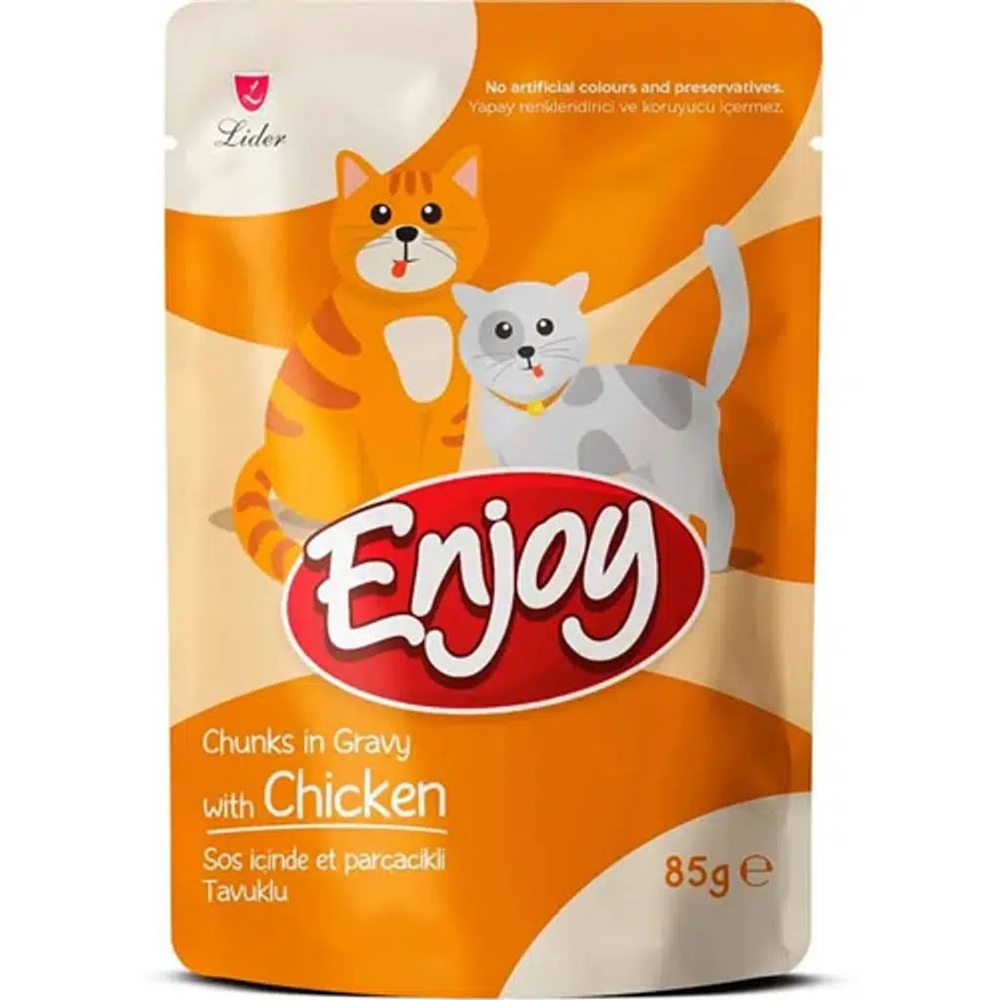 ENJOY POUCH KEDİ SOS İÇİNDE PARÇACIKLI TAVUKLU 85 GR