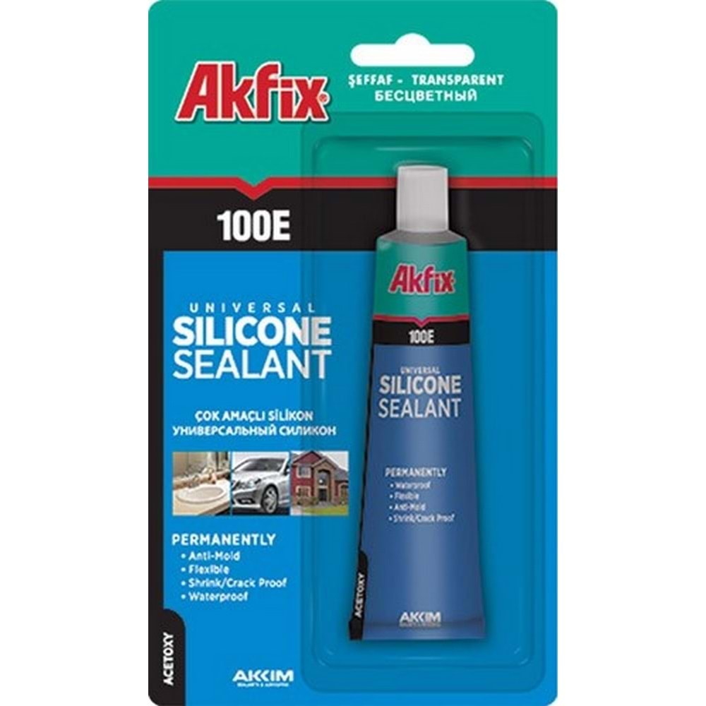 AKFİX 100E TÜP SİLİKON ŞEFFAF 50ML