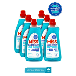 Miss Sıvı Çamaşır Deterjanı 1500 ml x6 Arap Sabunu ve Soda Etkili Sabun Kokulu 100 Yıkama