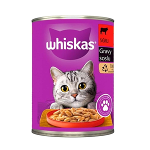 WHİSKAS KONSERVE YAŞ KEDİ 400GR SIĞIRLI VE GRAVY SOSLU