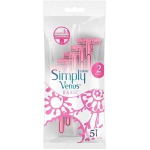 GİLLETTE VENÜS SİMPLEY 2 BIÇAK basıc 5 Lİ KULLAN AT PEMBE