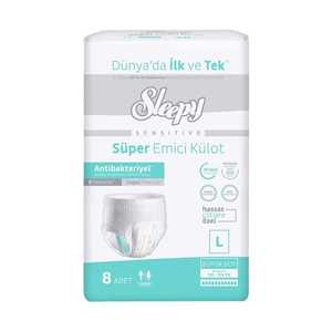 Sleepy Sensitive Antibakteriyel Emici Külot Large 8 li