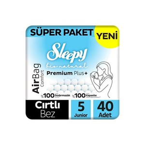 Sleepy Bio Natural Premium Plus Airbag Comfort Bebek Bezi 5 Numara Junior 40 Adet