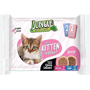 JUNGLE 4LÜ YAVRU KEDİ POUCH MAMA TAVUKLU KUZULU 400 GR