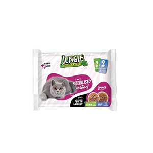 JUNGLE 4LÜ KISIRLAŞTIRILMIŞ POUCH MAMA SOMONLU BİFTEKLİ 400 GR