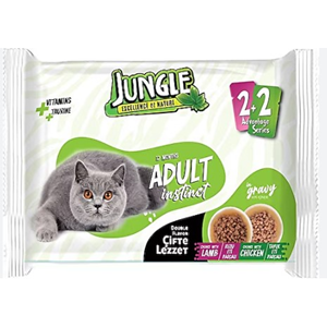 JUNGLE 4LÜ YETİŞKİN POUCH MAMA TAVUKLU KUZULU 400 GR