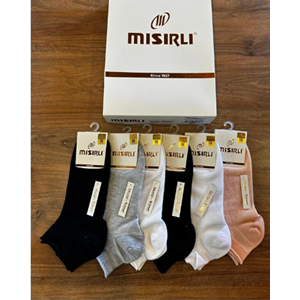 MISIRLI KADIN YARIM KONÇ ÇORAP PAMUKLU