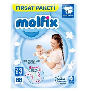 MOLFİX FIRSAT NO:3 MİDİ 68 Lİ ÇOCUK BEZİ