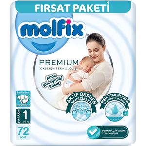 MOLFİX PREMİUM FIRSAT ÇOCUK BEZİ NO:1 YENİ DOĞAN 72 Lİ